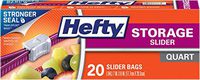 Hefty Slider Food Storage Bags, Quart Size, 9 Boxes of 20 Bags (180 Total)