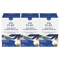 Always Pure Cotton & Chlorine-Free Feminine Pads with Wings for Women, Ultra Thin Overnight, Unscented, 18 Count - Pack of 3 (54 Count Total)