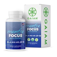 GAIAM Organic Mantra Focus Brain Support (Made in USA, USDA Organic Certified, Lemon Balm, Chamomile, Rosemary, Ginkgo Biloba) - 60 Capsules
