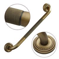 Decorative Grab Bar with Rotating Flange for Bathroom, Brushed Brass Handrail with Anti-Slip Grip and Carved Base, Vintage Shower Safety Bar for Bathtub