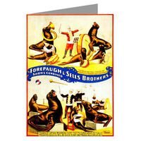 Circus Poster of Trained Seals by Captain Woodward c1899 Notecard set