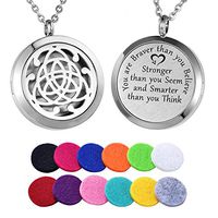 HooAMI Essential Oil Diffuser Necklace Aromatherapy Jewelry Celtic Knot Locket - Always Remember You're Braver Than You Believe,Stonger Than You Seem,and Smarter Than You Think