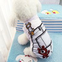 Meolin Cute Puppy Outfits Cotton Soft Dog Vest False Straps Pet Dog Clothes ,Light blue,XL