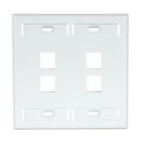 Leviton 42080-4WP 4-Port Dual Gang QuickPort Wallplate with ID Windows, White