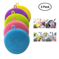 Amazing Silicone Dish Towel,Kitchen Silicone Sponges, Food-Grade Dish Scrub, Multipurpose Household Cleansing Tools for Dish Pan Pot Vegetable Fruits Heat Resistant Pads 5 Colors