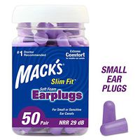 Mack's Slim Fit Soft Foam Earplugs, 50 Pair - Small Ear Plugs for Sleeping, Snoring, Traveling, Concerts, Shooting Sports & Power Tools