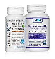 Serracor-NK & Serra-RX 260,000 SU - Scar Tissue Bundle (150 Capsules & 60 Capsules) - Enteric Coated Serrapeptase Proteolytic Systemic Enzyme, Respiratory & Lung Support