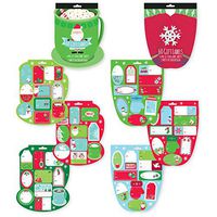 Pack of 2 Die Cut Christmas Holiday Gift Tag Label Booklet, 120 Folk Labels