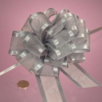 Silver Arabesque Ribbon Bow, 4"