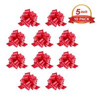 Zoe Deco Gift Bows (Red, 5” Wide, 18 Loops, 10 Pack), Weather Resistant Gift Bow, Red Pull Bows, Bows for Gifts, Gift Bows for Presents, Gift Wrapping and Decoration