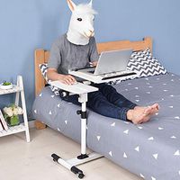 CHICTI Hospital Bed Table On Wheels, Height Adjustable Overbed Table Laptop Cart Computer Table Moveable Rolling Medical, Great for Use Or at Home As Bed Tray