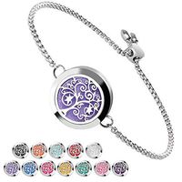 Essential Oil Jewelry Diffuser Bracelet - Aromatherapy Stainless Steel Adjustable Oil Diffuser Bracelet with 24 Refill Pads