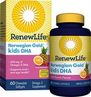 Renew Life Norwegian Gold Kids Fish Oil - Kids DHA, Fish Oil Omega-3 Supplement - Gluten & Dairy Free - 60 Chewable Softgels (Packaging May Vary)