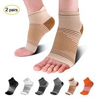 Compression Ankle Socks (2 Pairs), Plantar Fasciitis Night Sock - Best Compression Foot Sleeve Men for Pain Relief, Heel Pain, Compression Socks Women Ankle with Arch Support. Nude S