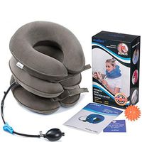 Health Cervical Neck Traction Device - FDA Registered - Inflatable & Adjustable Neck Stretcher Collar, Instant Pain Relief for Chronic Neck and Shoulder Pain ✮ Bonus Therapy Massage Ball (Gray)