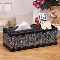 T-ZJHC Multi-Function Tissue Box Living Room Coffee Table Paper Remote Control Storage Box, Long 2 Grid - Black Dandelion