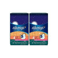 Always Ultra Overnight with Wings, Clean Scent Thin Pads 24 Count (Pack of 2)
