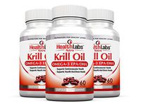 Health Labs Nutra Omega 3 Krill Oil 3-Month Supply 1000mg per Serving (2 softgels) Highest Concentration of Omega-3's 6's, 9's DHA/EPA - (Pack of 3)