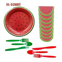 Inno-Huntz Watermelon Plates Napkins Party Supplies Paper Tableware Fiesta Serves 16 7"Disposable Forks Spoons Cutlery Fruit Theme Summer Baby 1st Birthday Tableware Decorations
