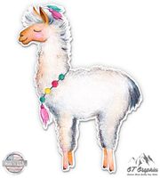 Cute Llama Watercolor - 3" Vinyl Sticker - For Car Laptop I-Pad Phone Helmet Hard Hat - Waterproof Decal