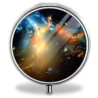 Decorative Boxes Pill Box Silver Pocket Purse Travel Pill Case Medicine Tablet Holder Wallet (Pace Galaxy Graffiti)