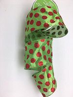 Celebrate IT- Ribbon Bow-tique-Christmas Red Green Polka Dot Pattern- 4 in x 25ft