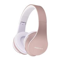 PowerLocus Wireless Bluetooth Over-Ear Stereo Foldable Headphones, Wired Headsets with Built-in Microphone for iPhone, Samsung, LG, iPad (Upgrade Rose Gold)
