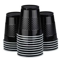 JAM PAPER Plastic Party Cups - 12 oz - Black - 20 Glasses/Pack