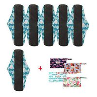 OHBABYKA Washable Reusable Bamboo Sanitary Napkins Pads for Women,Super-Absorbent, Soft and Comfortable (M, BW-8)