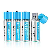 Ocamo 2/4Pcs 1.5V 1200mAh USB Rechargeable Quick Charging AA Li-po Battery Blue 4 pcs