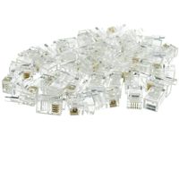 GOWOS Phone/Data RJ22 Crimp Connectors for Flat Cable, 4P4C, 100 Pieces