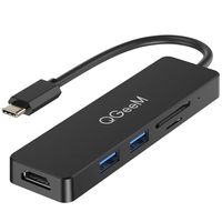 USB C Hub, QGeeM 5 in 1 USB C to HDMI 4K Adapter, USB C to USB 3.0,Type C SD/TF Card Reader,Compatible with MacBook Pro 2018 ipad Pro, ChromeBook, Dell XPS, Surface Go, Samsung Dex,USB C Adapater