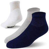 +MD Men's Non-Binding Bamboo Diabetic Circulatory 6 Pack Full Cushion Quarter Socks Multicolor,Shoe Size 8-12