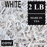 COTU (R) 2 LB White Crinkle Shred Gift Basket Shred Crinkle Paper Filler Bedding (32 oz) in a Box