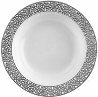 Decor Elegant Disposable Premium Soup Plates, Inspiration Silver & Clear, 40 Count
