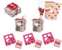 Valentines Day Baked Good Gift Box/Bag Kit - Includes 3 Cupcake Boxes, 2 Clear Cookie Treat Boxes, 2 Stackable Cookie Treat Boxes and 20 Large Cello Treat Bags