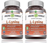 Amazing Formulas L-Lysine 1000mg Amino Acid Vitamin Tablets (Non-GMO,Gluten Free) - Commonly Used for Cold Sores, Shingles, Immune Support, Respiratory Health & More (180 Count (Pack of 2)