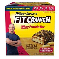 Fit Crunch Chef Robert Irvine's Whey Protein Bars, 18 Count Chocolate Peanut Butter