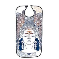 FUSHIDA Adult Bib, Water Resistant PVC Bibs on Dinner Table, Washable Printing Cotton Cloth Cover for Men & Women Eating, Adjustable Strap Bibs with Queen Pattern(FYH651)