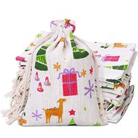 35 Pieces Christmas Drawstring Gift Bags Reusable Burlap Bags Christmas Candy Treat Bags for Xmas Holiday Party Supplies