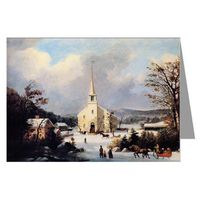 Currier and Ives Christmas Church Note Card set