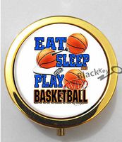 BlackKey Eat Sleep Play Basketball Quote 3-Compartment Decorative Pocket Gift Box Case Organizer for Pill, Color 2 -156