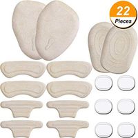 Hotop 22 Pieces Heel Grips High Heel Pads Heel Liners Set Forefoot Cushion Silicone Round Shoe Inserts for Blister Prevention Anti Slip and Heels Protection (Beige and Clear)