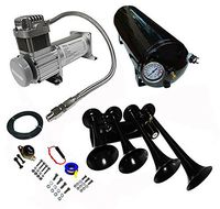 Viking Horns" Loud 149dB Black Train Air Horn Kit with 150 PSI Air Compressor 1.5 Gal Air Tank