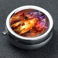 DISNEY COLLECTION Pill Box 3 Compartment Beauty and The Beast Wallpaper Round Metal Silver Button Medicine Organizer Box Convenient Jewelry Box Vitamin Fish Oil Supplement Gift