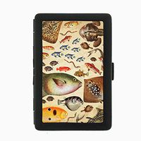 Perfection In Style Black Color Metal Cigarette Case Vintage Fishing Design 003
