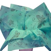 Teal Blue Green"Floral Butterflies" Tissue Paper Gift Wrapping 20"x30" Sheets (10)