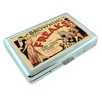 Vintage Freak Show Circus Poster S8 Silver Cigarette Case Metal Wallet Id Holder King & 100's 4" X 2.75" RFID Protection