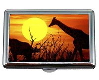 Cigarette Case Box,Humor Animal Giraffe Stainless Steel Card Holder