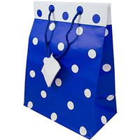JAM PAPER Gift Bags with Rope Handles - Large - 10 x 13 x 6 - Blue & White Polka Dot Matte - Sold Individually